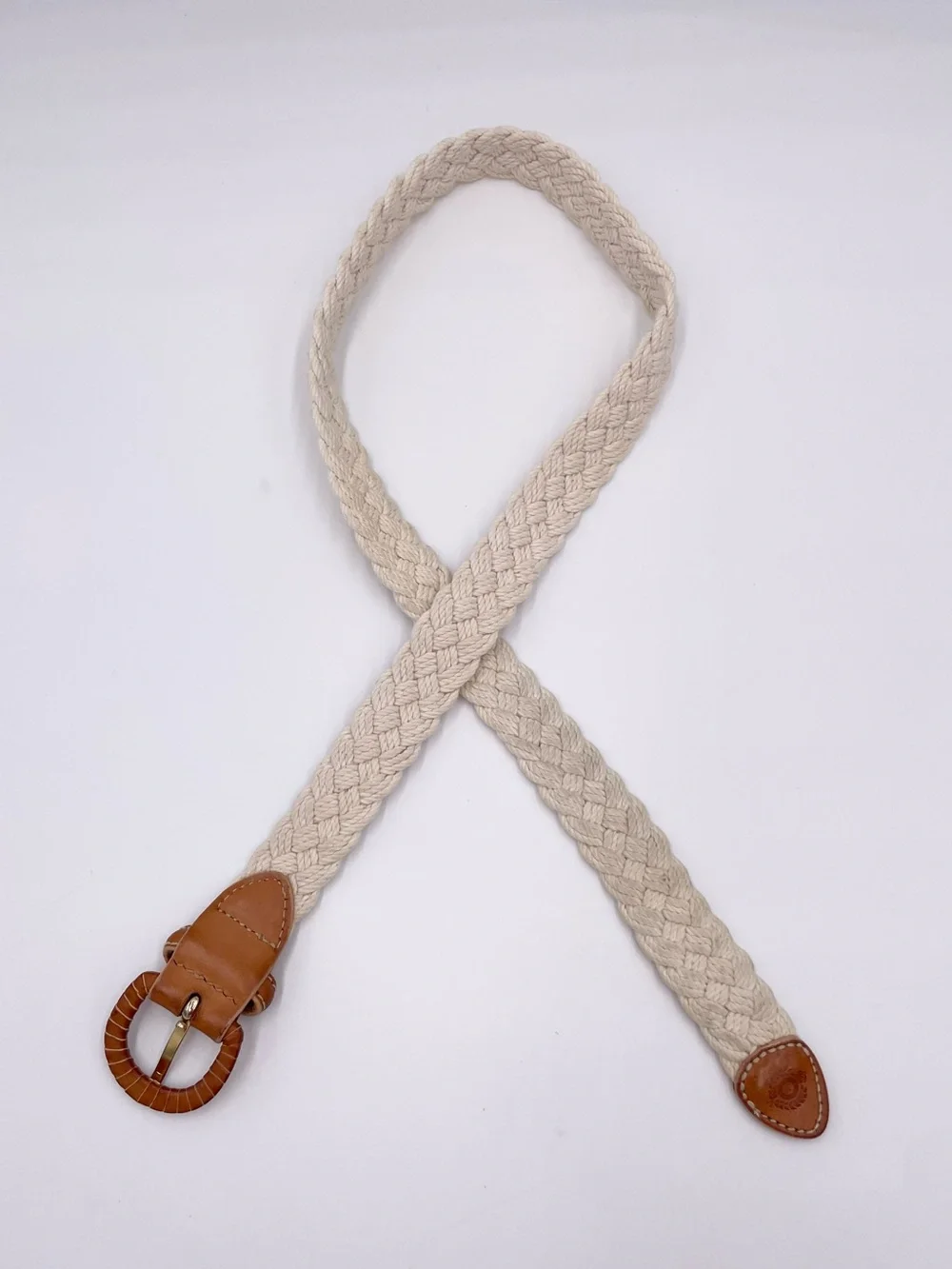 Vintage 90s Liz Claiborne White Woven Braided Belt 32.5